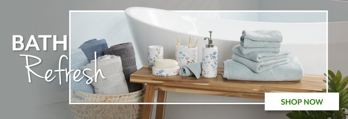 Bath Refresh - shop the latest trends in bath decor and storage at HomeCentric.com!
