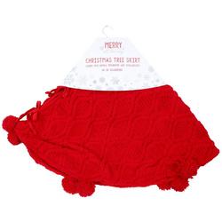 54 Knit Christmas Tree Skirt - Red