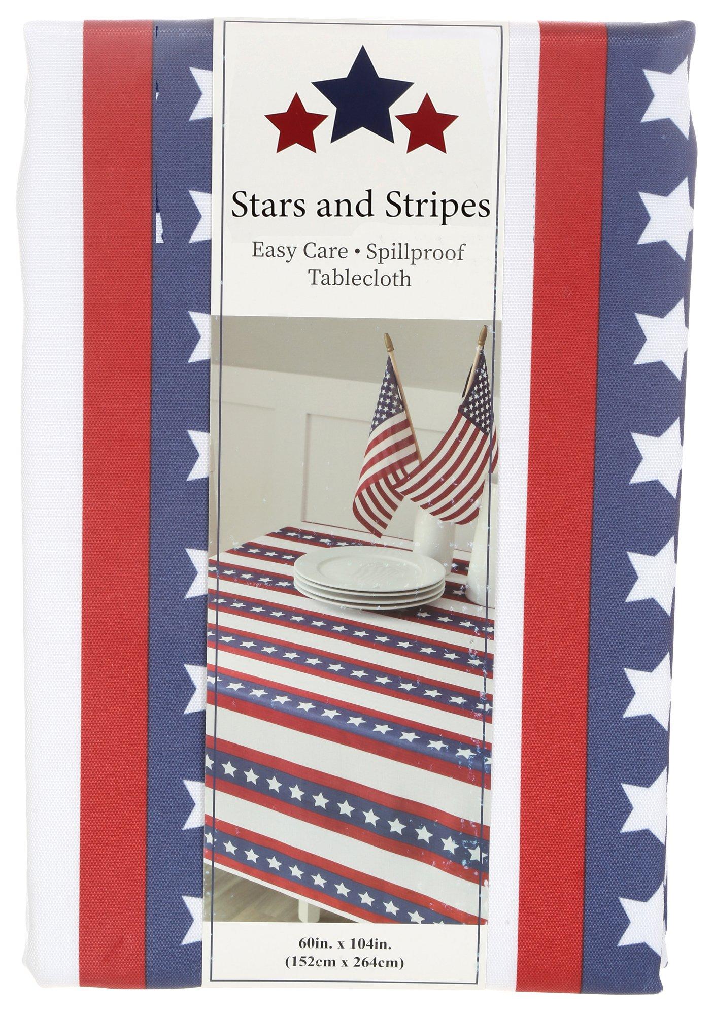 60x104 Americana Stars & Stripes Oblong Table Cloth