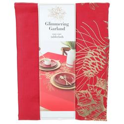 60x84 Christmas Glimmering Garland Print Tablecloth - Red