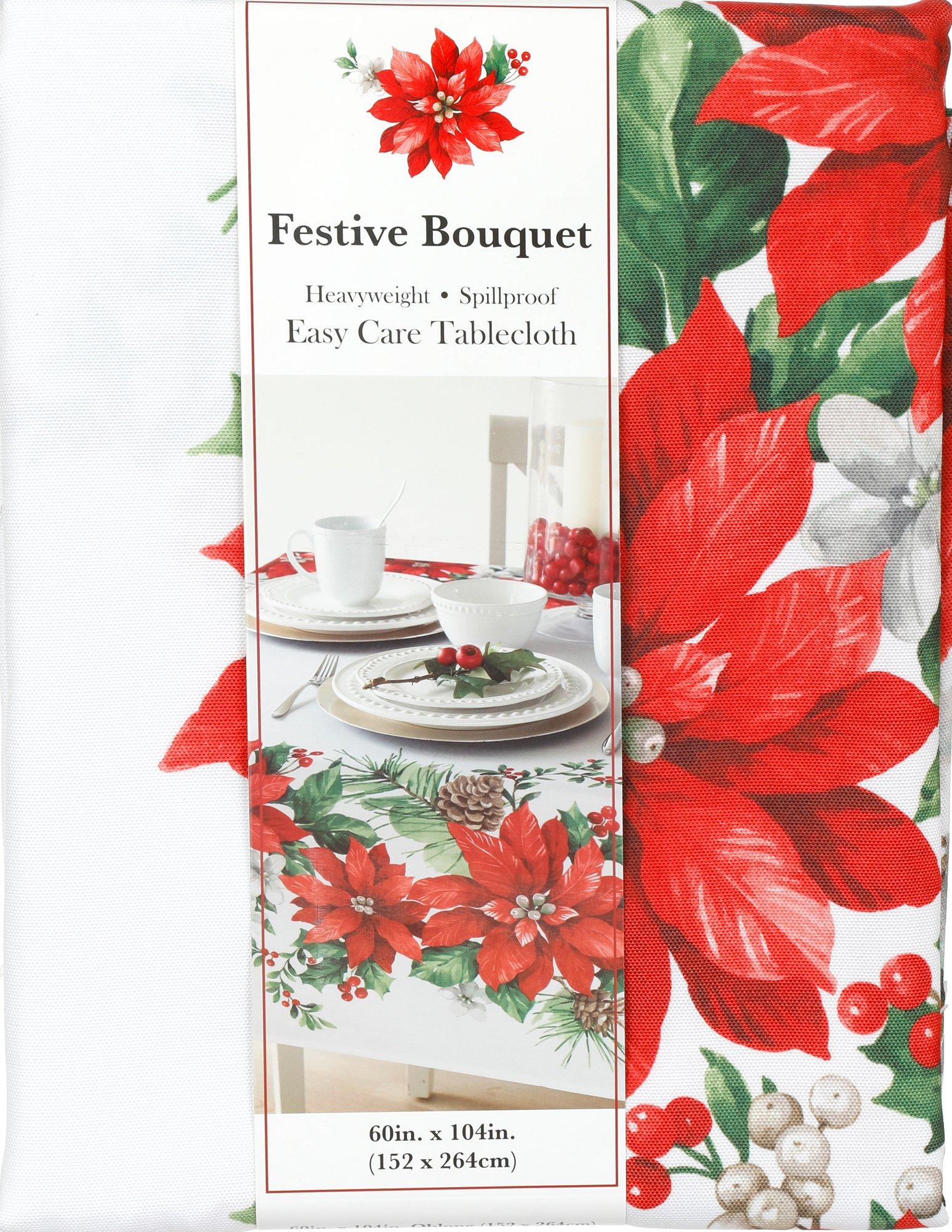 60x104 Christmas Festive Bouquet Print Tablecloth