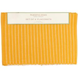 4 Pk Harvest Striped Placemats - Yellow