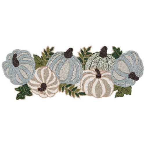 Fall Harvest Quilted Table Runner 13 X 36 White Pumpkins 