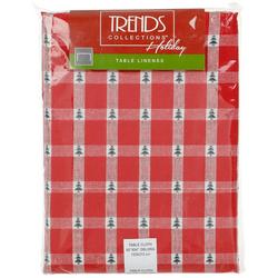 60x84 Christmas Gingham Pattern Oblong Tablecloth - Red