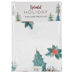 52x70 Christmas Mistletoe Oblong Tablecloth - White Multi