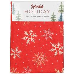 60x102 Christmas Snowflake Tablecloth - Red