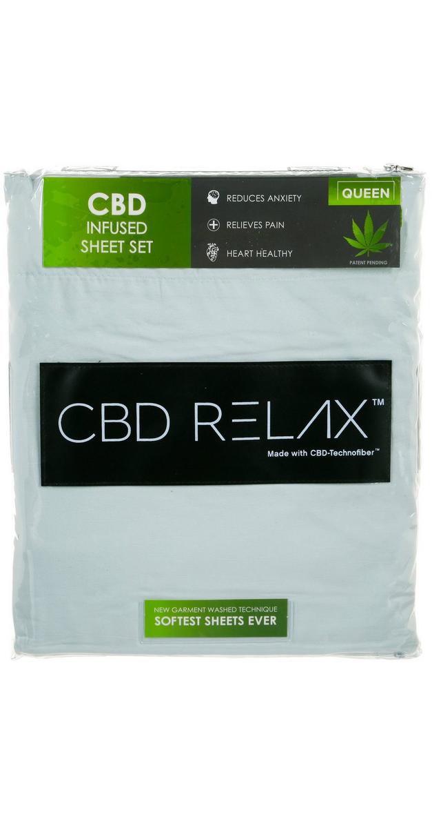Queen Size 4 Pc CBD Infused Sheets Set Light Blue Home Centric