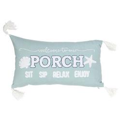 14x24 Embroidered Porch Decorative Pillow - Blue