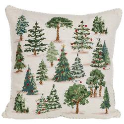 20.5 in. x 20.5 in. Christmas Embellished Trees Throw Pillow