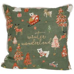 Winter Wonderland Embroidered Decorative Pillow