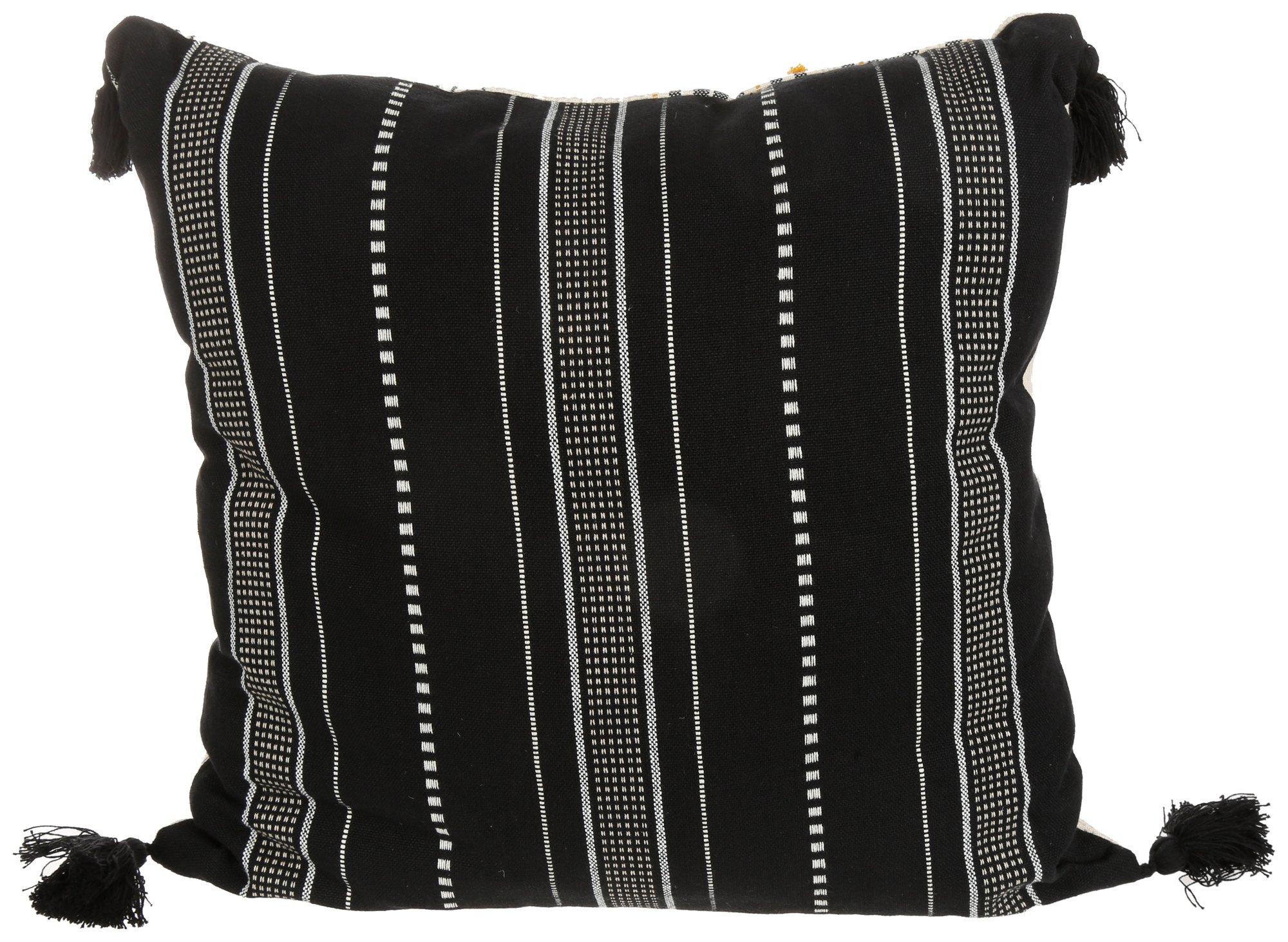 20in Stripe Tassel Decorative Throw Pillow