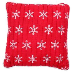 18x18 Christmas Snowflakes Inspired Throw Pillow - Red