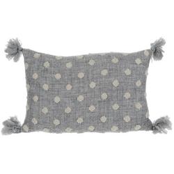 16x24 Puff Polka Dot Decorative Throw Pillow - Grey