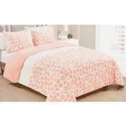 Full/Queen Size 3 Pc Island Breeze Quilt Set - Coral