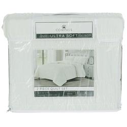 Twin Size 2 Pc Ultra Soft Quilt Set - White