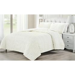 King Size 3 Pc Ultra Soft Quilt Set -  White
