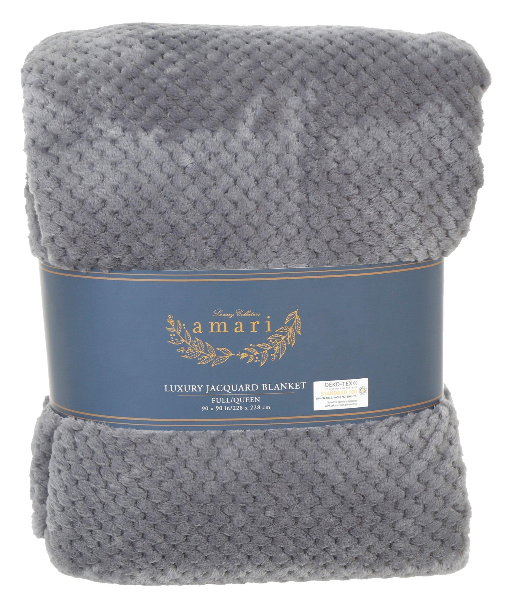 Full/Queen Luxury Jacquard Blanket - Grey | Home Centric