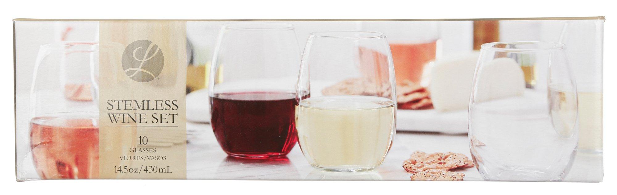 10 Pk Stemless Wine Glasses