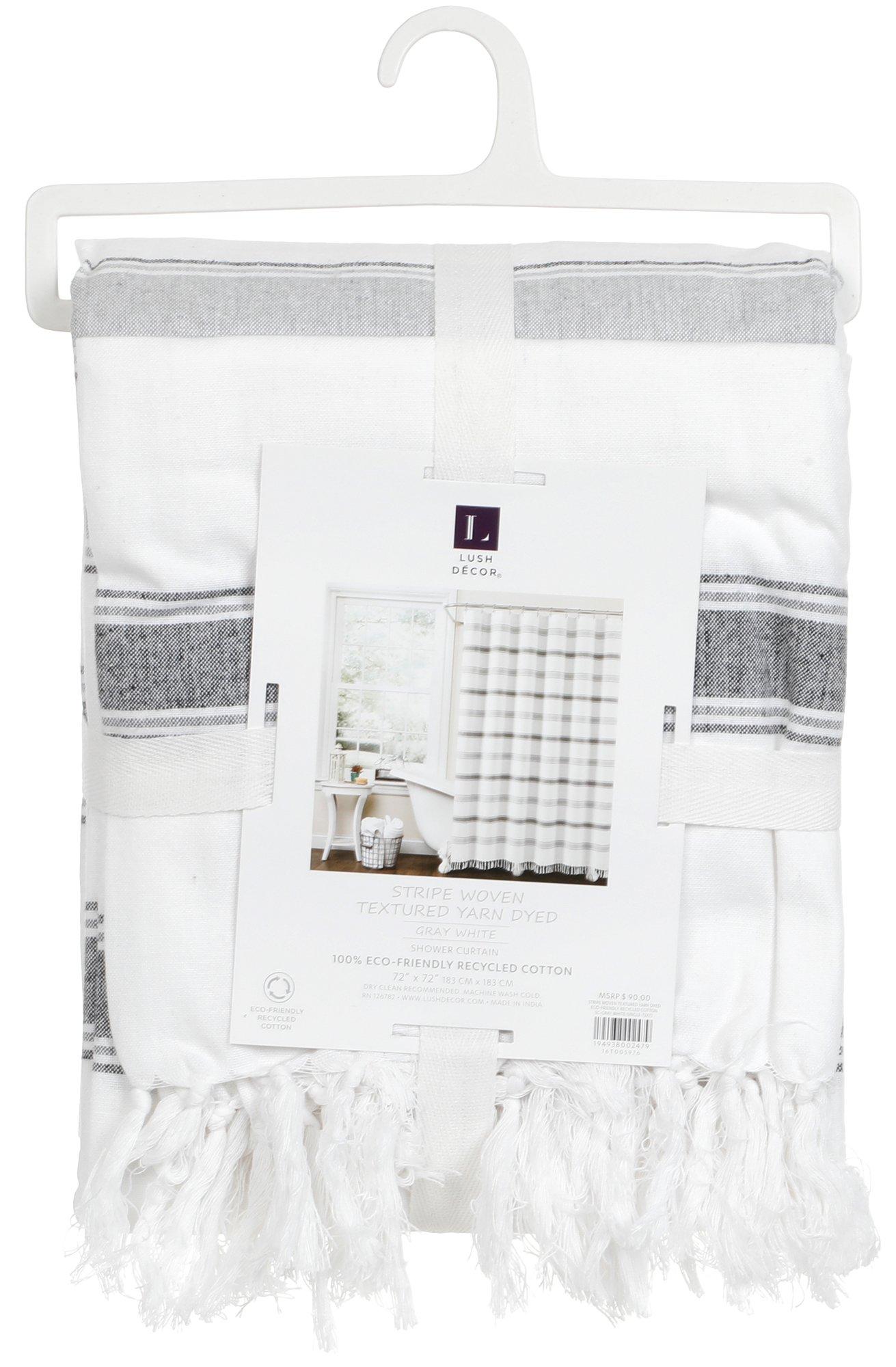 72x72 Striped Fabric Shower Curtain - Grey Multi