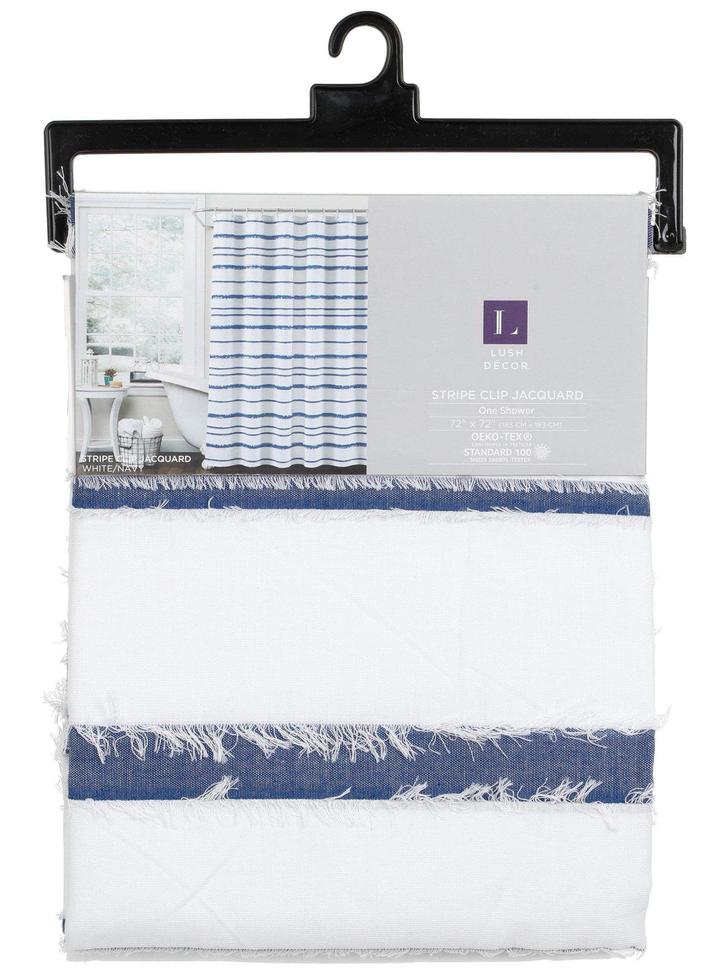 72x72 Striped Fabric Shower Curtain - Blue Multi