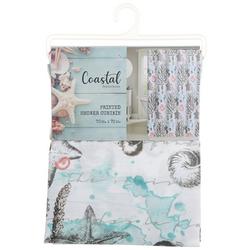 Printed Coastal Seahorses & Starfish Shower Curtain