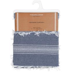72x72 Striped Fabric Shower Curtain - Blue