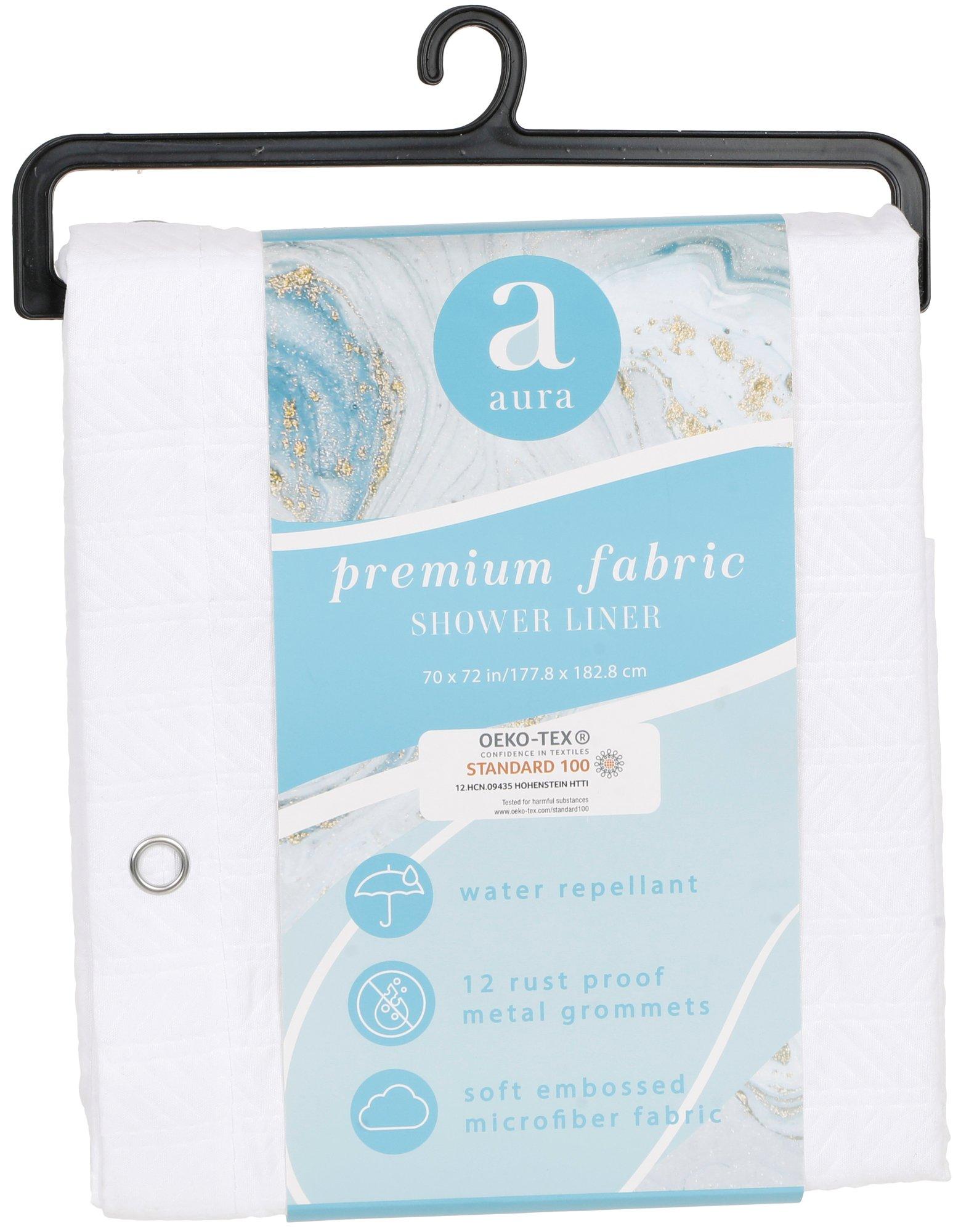 70x72 Herringbone Premium Fabric Shower Curtain - White