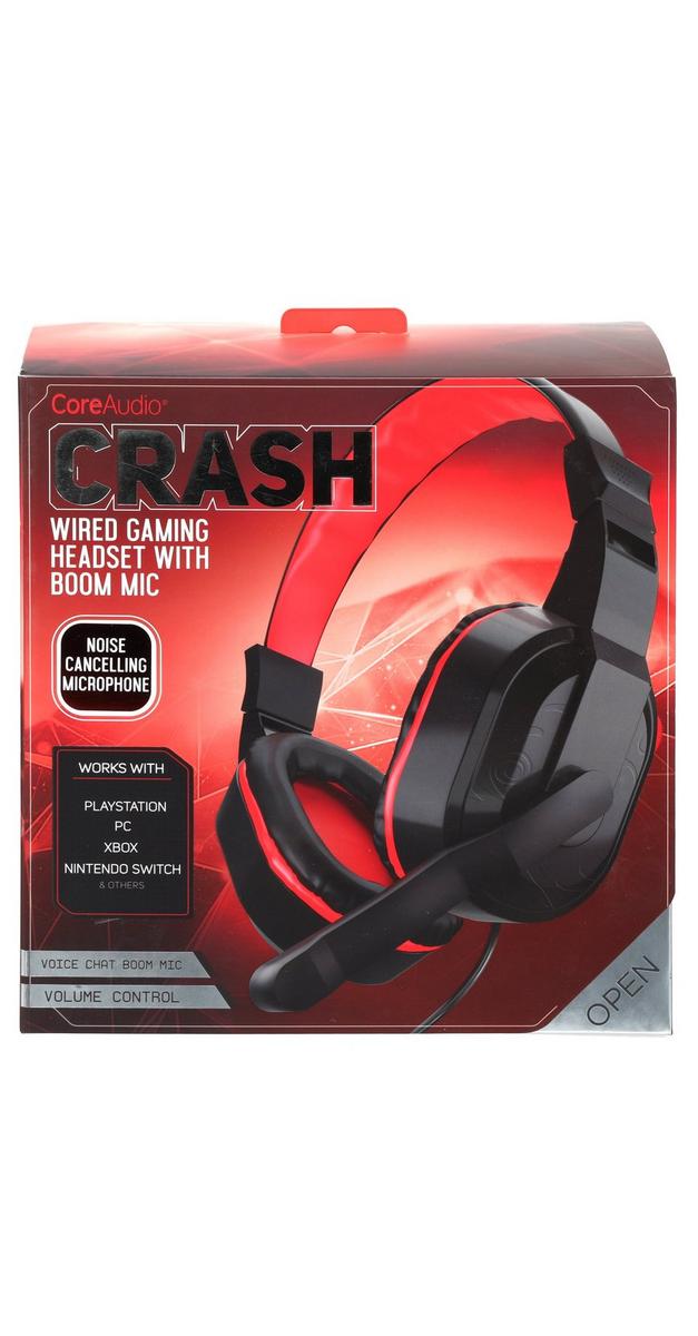 Crash wired Headset W/ Boom Mic Red Home Centric