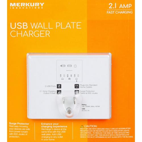 USB Wall Plate Charger - White | Home Centric