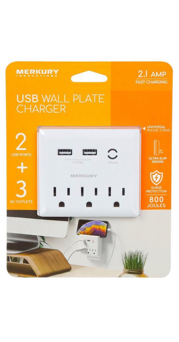 USB Wall Plate Charger - White | Home Centric