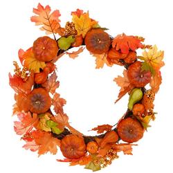 17 Fall Harvest Pumpkin Wreath - Orange