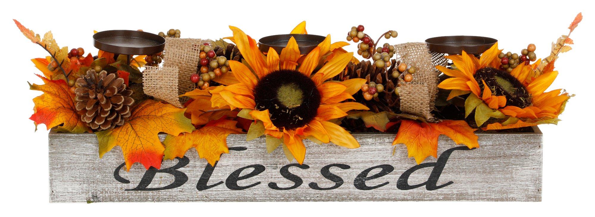 21 Blessed Fall Floral Votive Table Top Decor - Multi