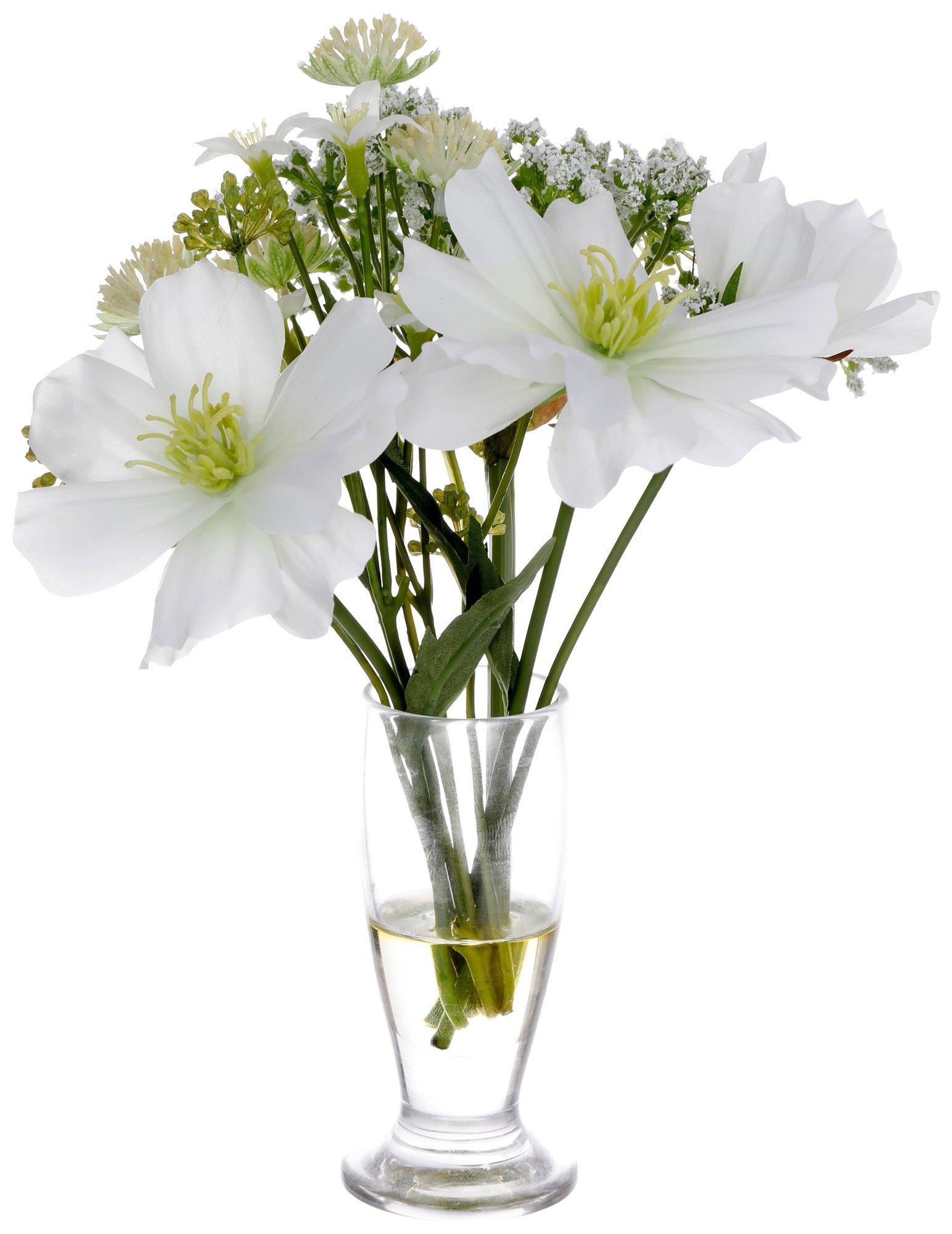 6 in Faux Floral Arrangement in Glass Vase