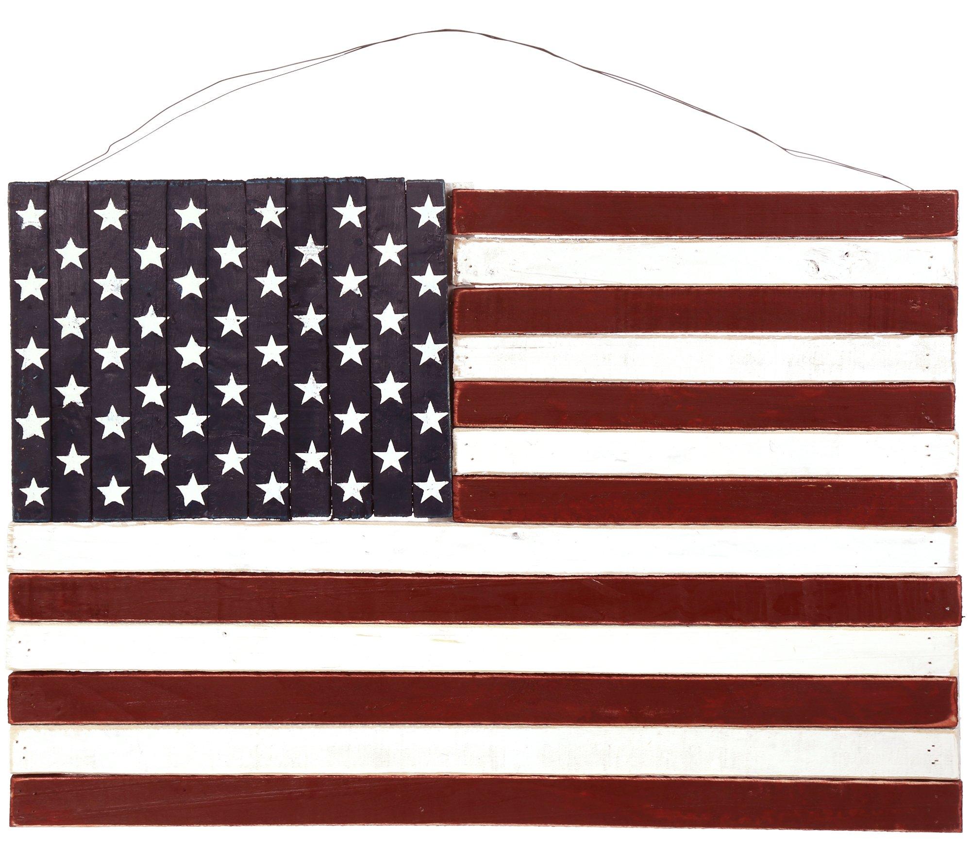 28x19 Americana Flag Wooden Wall Art
