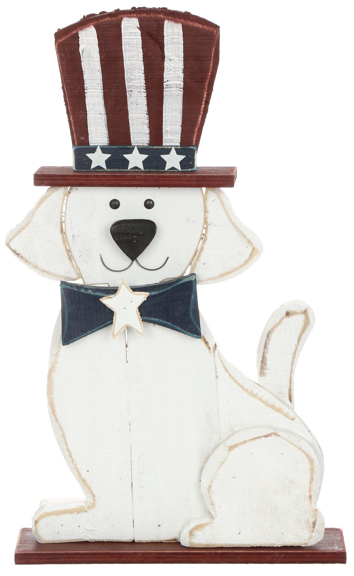25in Americana Wooden Dog Accent