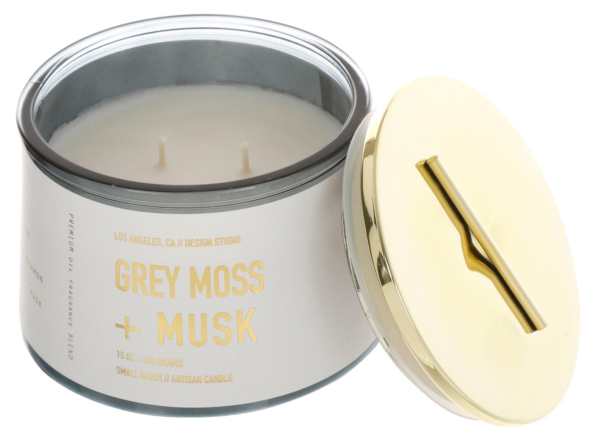 15 oz Grey Moss and Musk Scented Candle