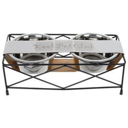Double Stainless Steel Pet Dining Set - Silver