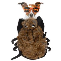 Halloween Fuzzy Spider Pet Costume - Brown/Black