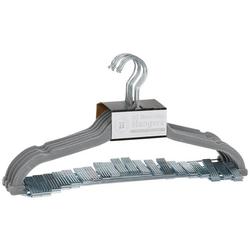 10 Pk Non-Slip Hangers W/ Metal Clips - Grey