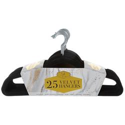 25 Pk Non-Slip Velvet Hangers - Black