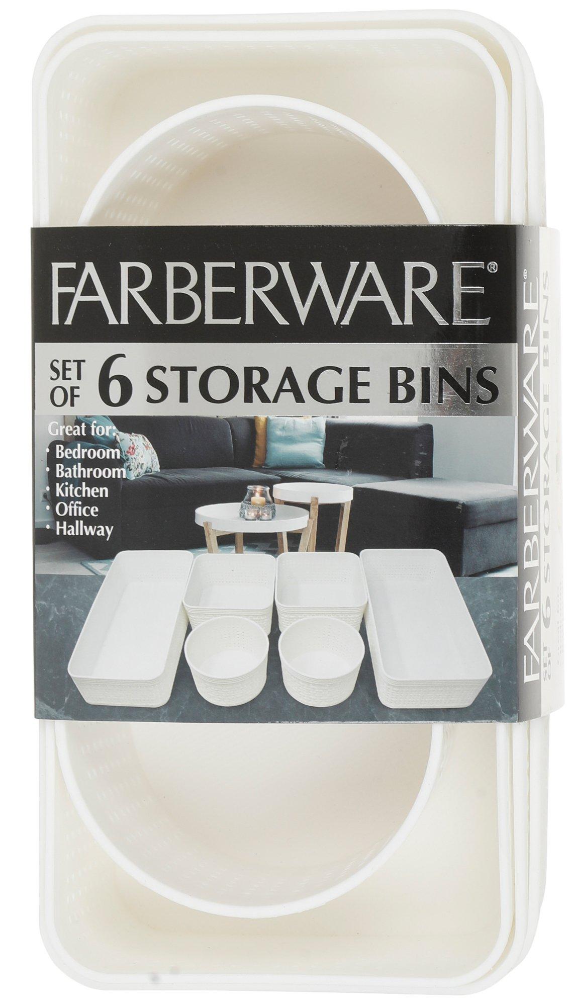 6 Pk Storage Bins - White